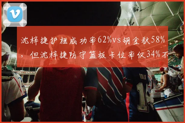 沈梓捷护框成功率62%vs胡金秋58%,但沈梓捷防守篮板卡位率仅34%不及胡金秋51%